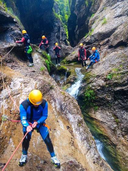 Canyoning-Gruppe im Abstieg, Salzburg